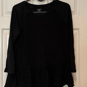 Loft 3/4 raglan sleeve black top